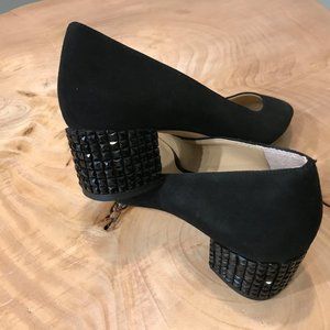 Michael Kors suede round toe rhinestone heels 9.5